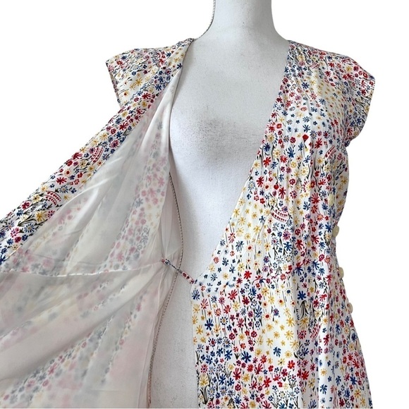 GAP Side Button Ditsy‎ Floral Wrap Midi Dress Size 2P Modest Church Prairie NWT - Picture 7 of 11